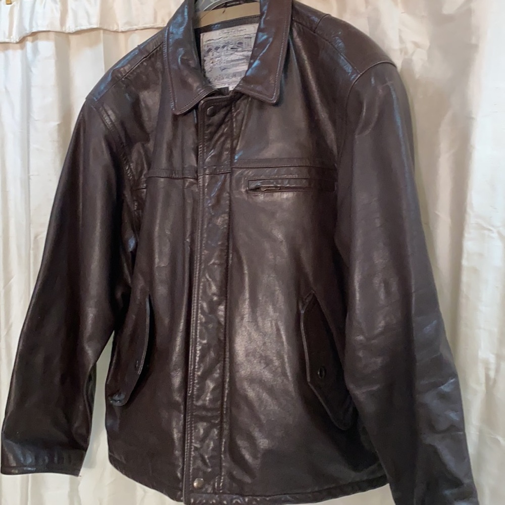 Sawyer of Napa Sport men leather jacket brown M